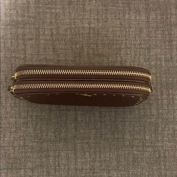 Coach Maple(dark brown) Sadie Pebbled Leather Crossbody with Gold Rivets - Picture 4 of 16